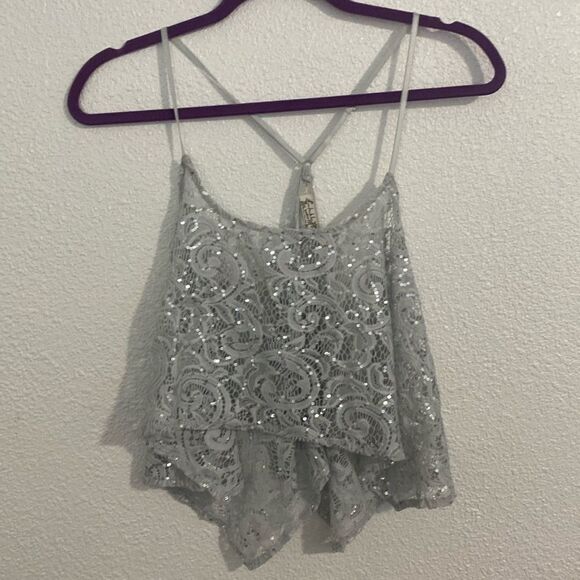NWOT- Free People Intimately- Best Idea Cami- grey/silver lace-size x-small - Picture 5 of 12